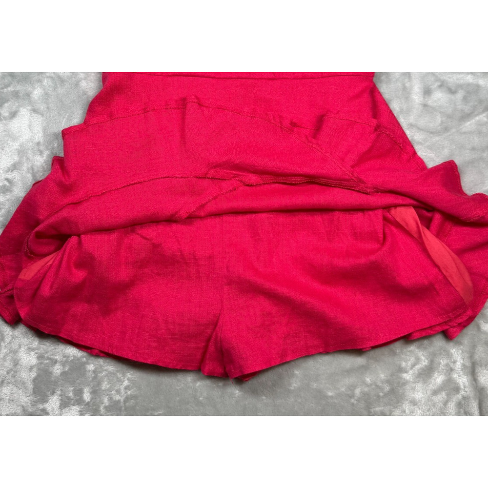 New Latiste by‎ Amy Large Hot Pink V-Neck Romper Linen Blend Adjustable Straps - Picture 9 of 9